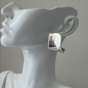 E&L Sculptural Sterling Silver Electroform Polished Earrings Israel